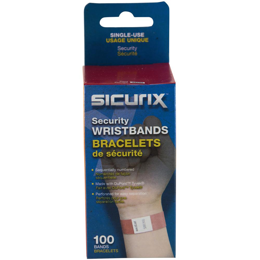 SICURIX Standard Dupont Tyvek Security Wristband - 100 / Pack - 0.8" Height x 10" Width Length - Red - Tyvek. Picture 5