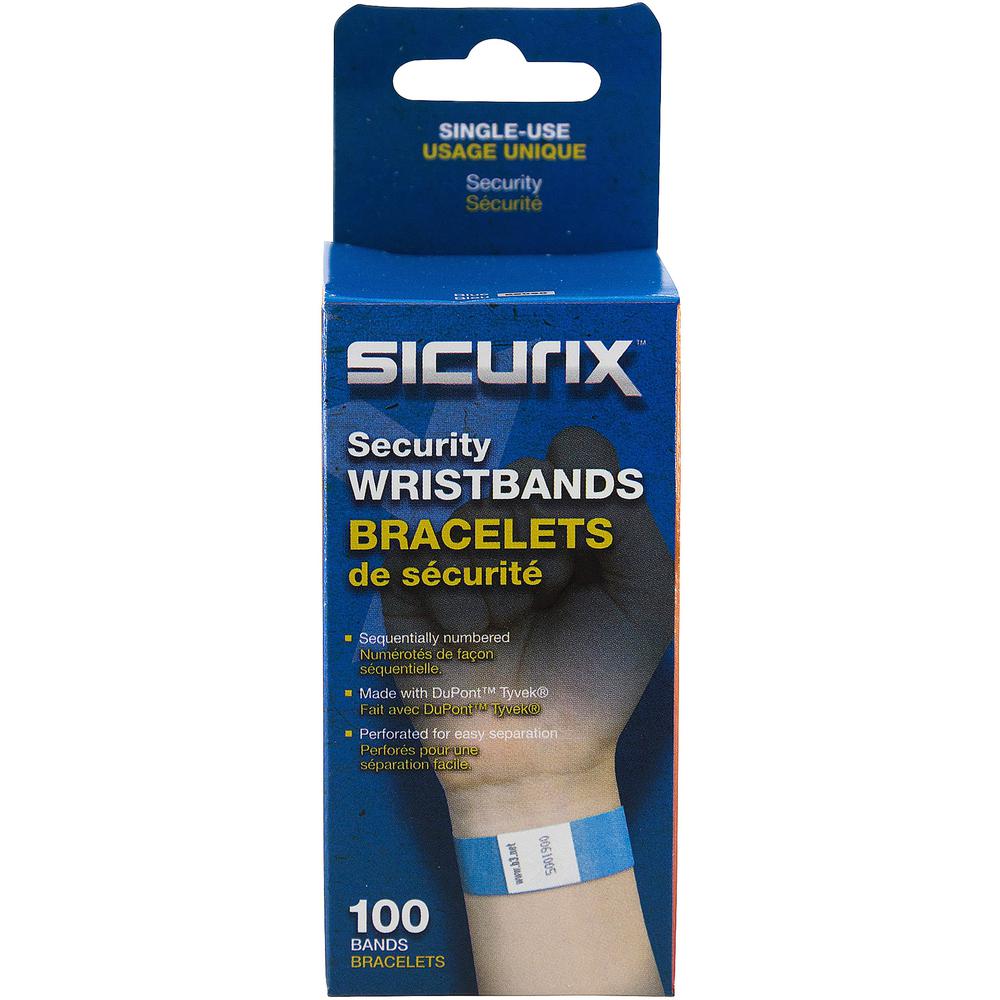 SICURIX Standard Dupont Tyvek Security Wristband - 100 / Pack - 0.8" Height x 10" Width Length - Blue - Tyvek. Picture 4