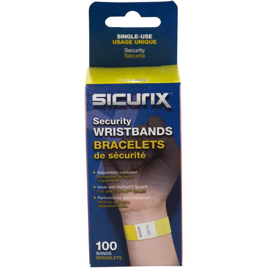 SICURIX Standard Dupont Tyvek Security Wristband - 100 / Pack - 0.8" Height x 10" Width Length - Yellow - Tyvek. Picture 4