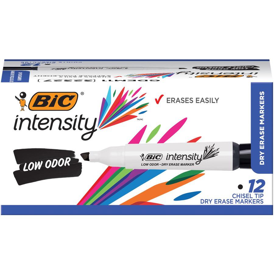BIC Intensity Low Odor Dry Erase Markers - Chisel Marker Point Style - Black - 1 Dozen. Picture 6
