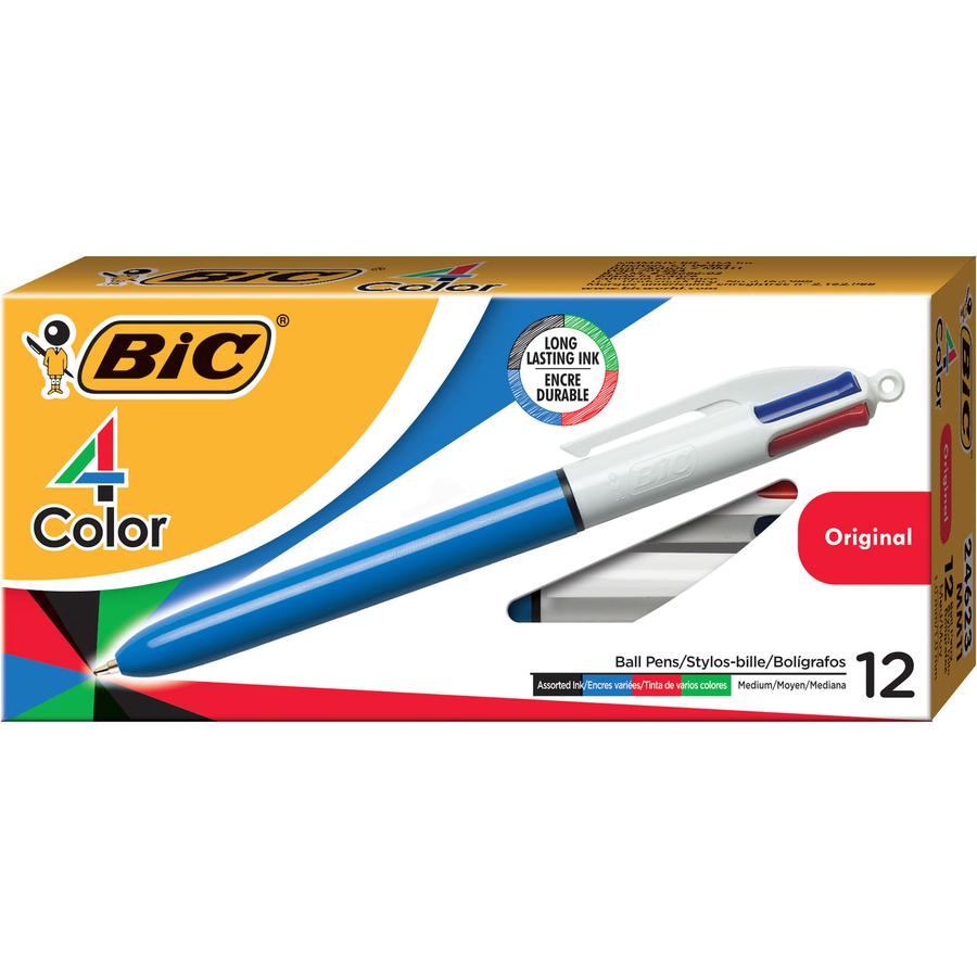 BIC 4-Color Retractable Pen - Medium Pen Point - Refillable - Retractable - Multi, Black, Red, Green - Blue, White Barrel - 1 Each. Picture 5