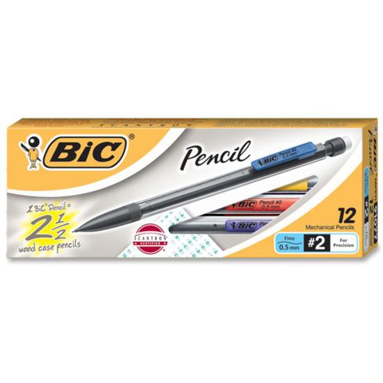 BIC Refillable Mechanical Pencils - 0.5 mm Lead Diameter - Refillable - Clear Barrel - 1 Dozen. Picture 3