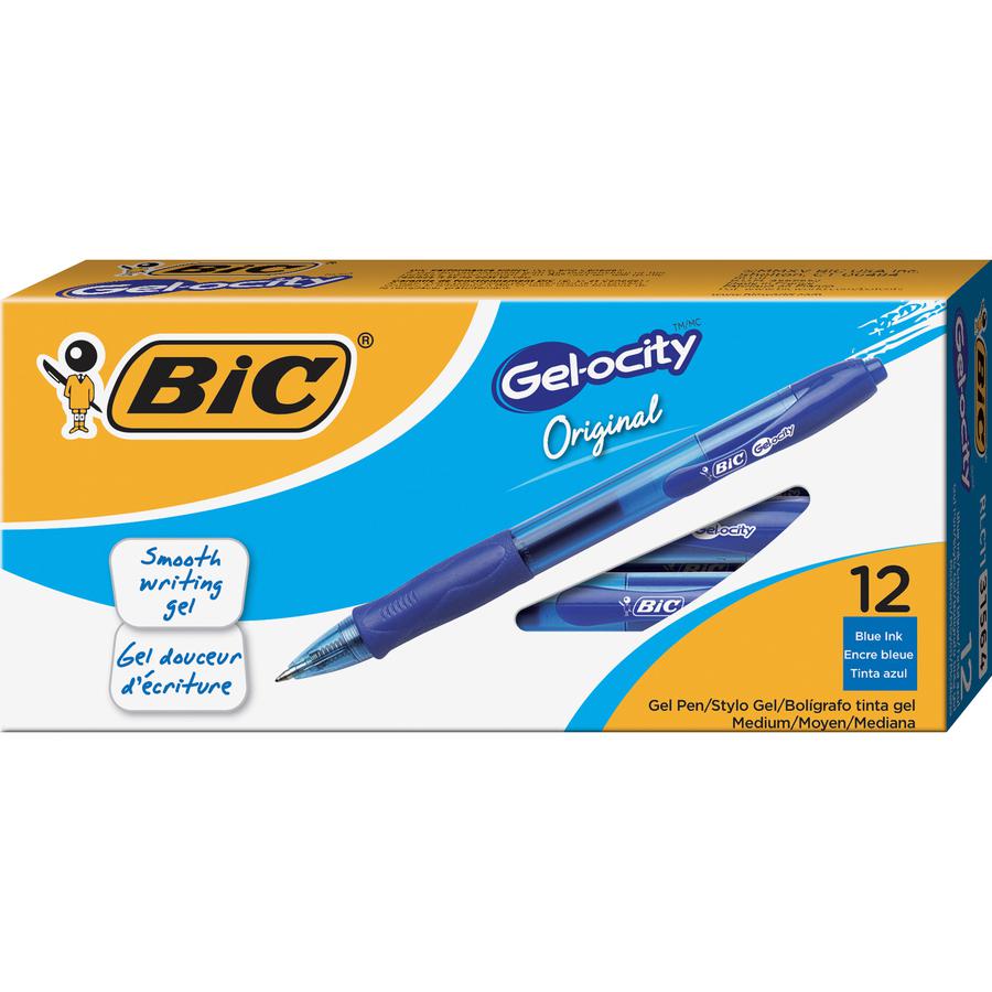 BIC Gel Retractable Pens - Medium Pen Point - 0.7 mm Pen Point Size - Conical Pen Point Style - Refillable - Retractable - Blue Gel-based Ink - Translucent Barrel - 1 Dozen. Picture 2
