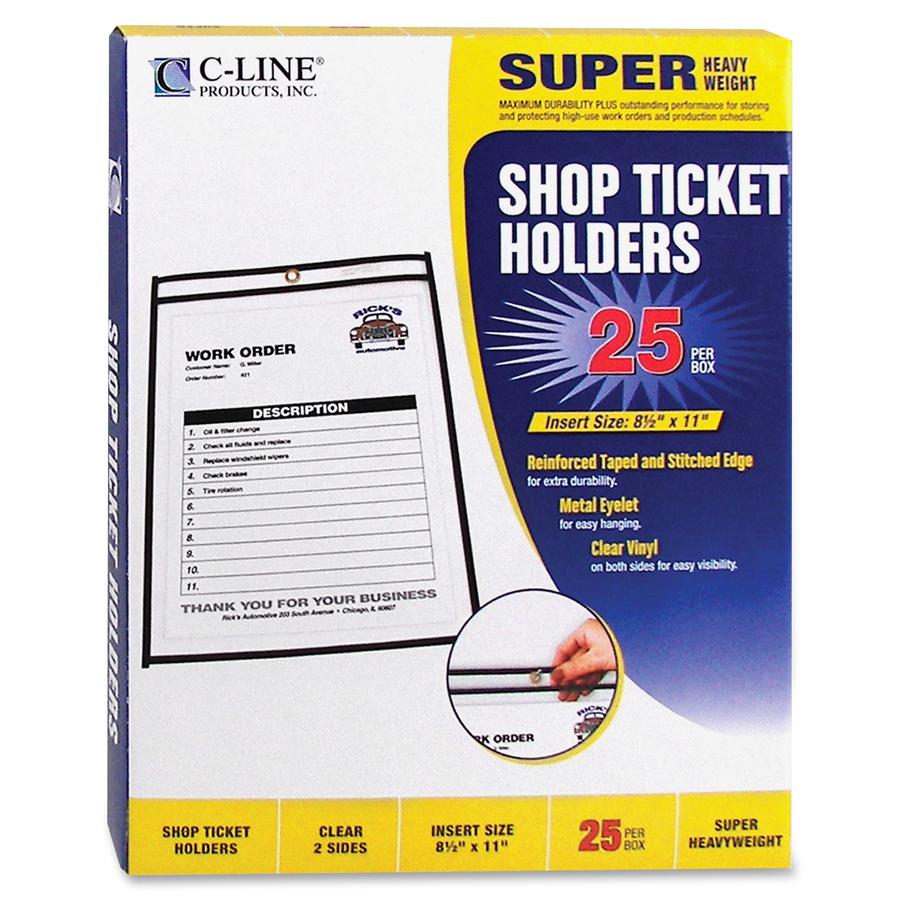 C-Line Shop Ticket Holders, Stitched - Both Sides Clear, 8-1/2 x 11, 25/BX, 46911. Picture 4