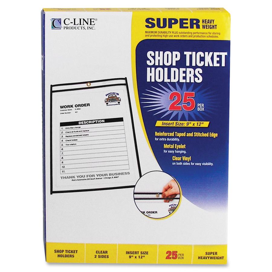 C-Line Shop Ticket Holders, Stitched - Both Sides Clear, 9 x 12, 25/BX, 46912. Picture 4
