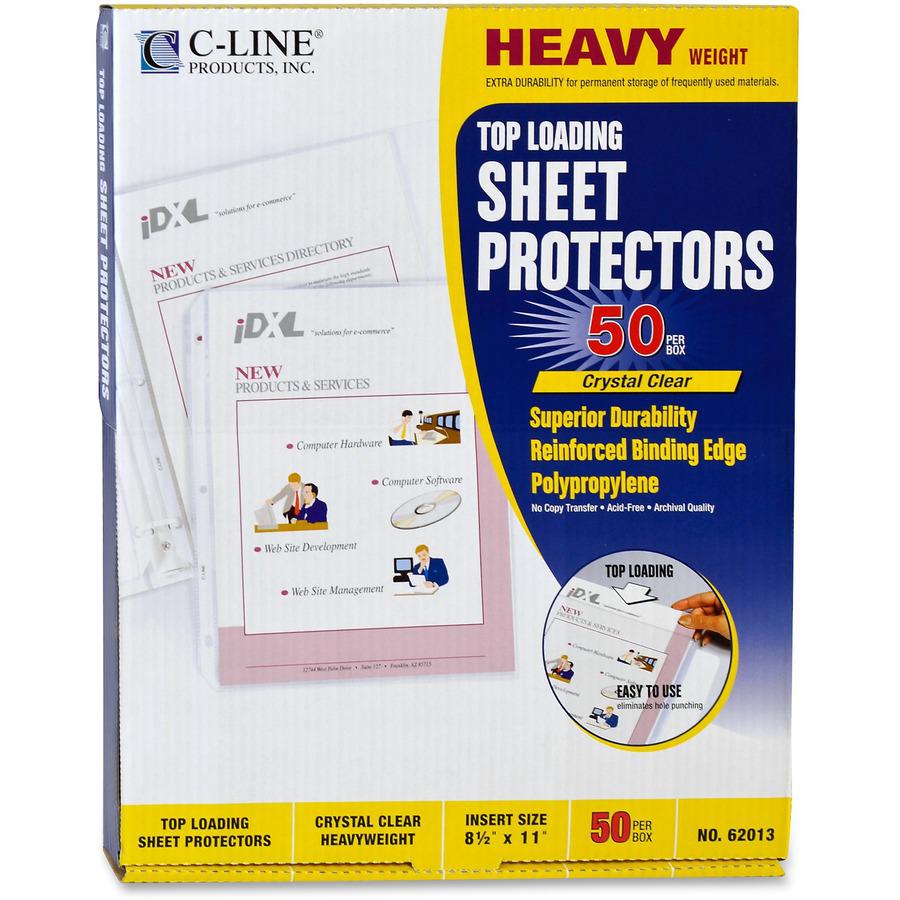 C-Line Heavyweight Poly Sheet Protectors - Clear, Top Loading, 11 x 8-1/2, 50/BX, 62013. Picture 3