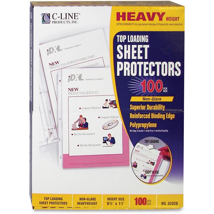 C-Line Heavyweight Poly Sheet Protectors - Non-glare, Top Loading, 11 x 8-1/2, 100/BX, 62028. Picture 2