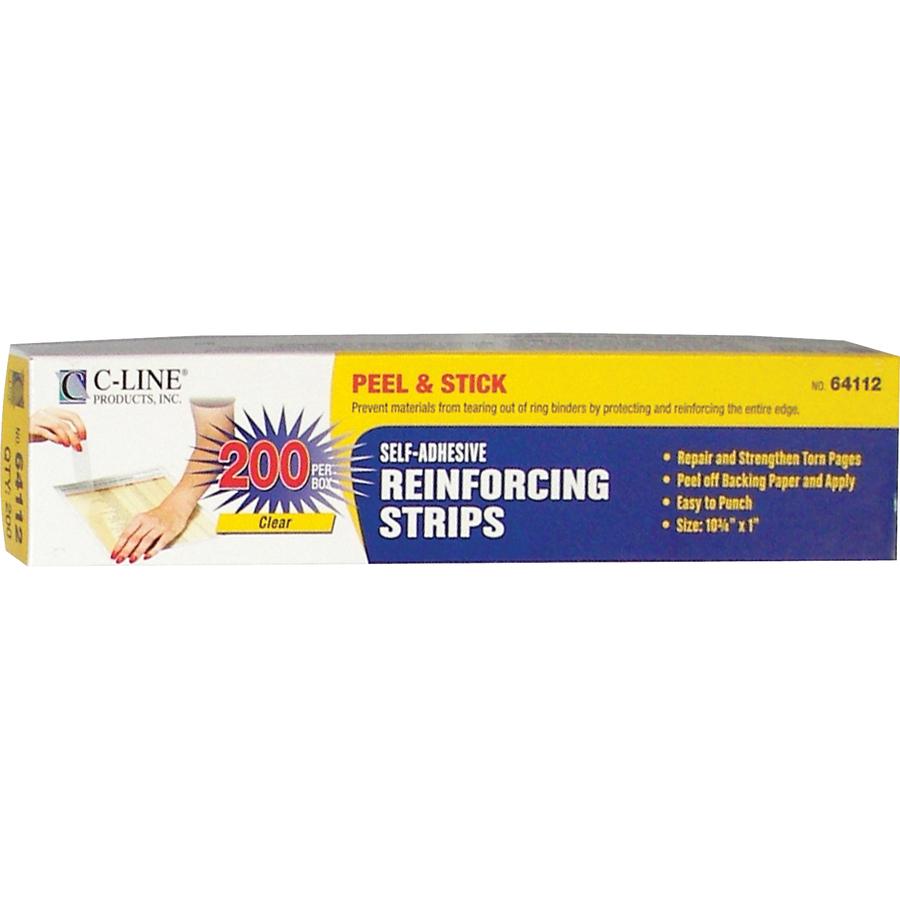 C-Line Self-Adhesive Attaching Strips - 3-Hole Punched, Peel & Stick, 11 x 1, 200/BX, 64713. Picture 3