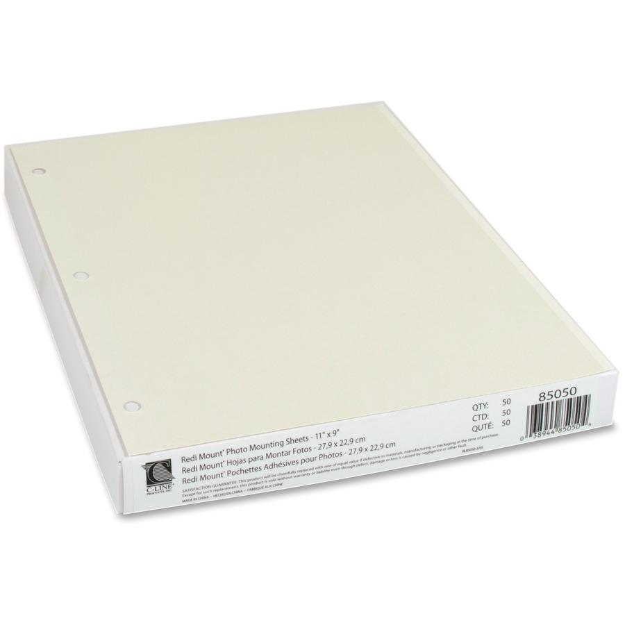 C-Line Redi-Mount Ring Binder Photo Mounting Sheets - Clear Overlay, White Page, 11 x 9, 50/BX, 85050. Picture 2