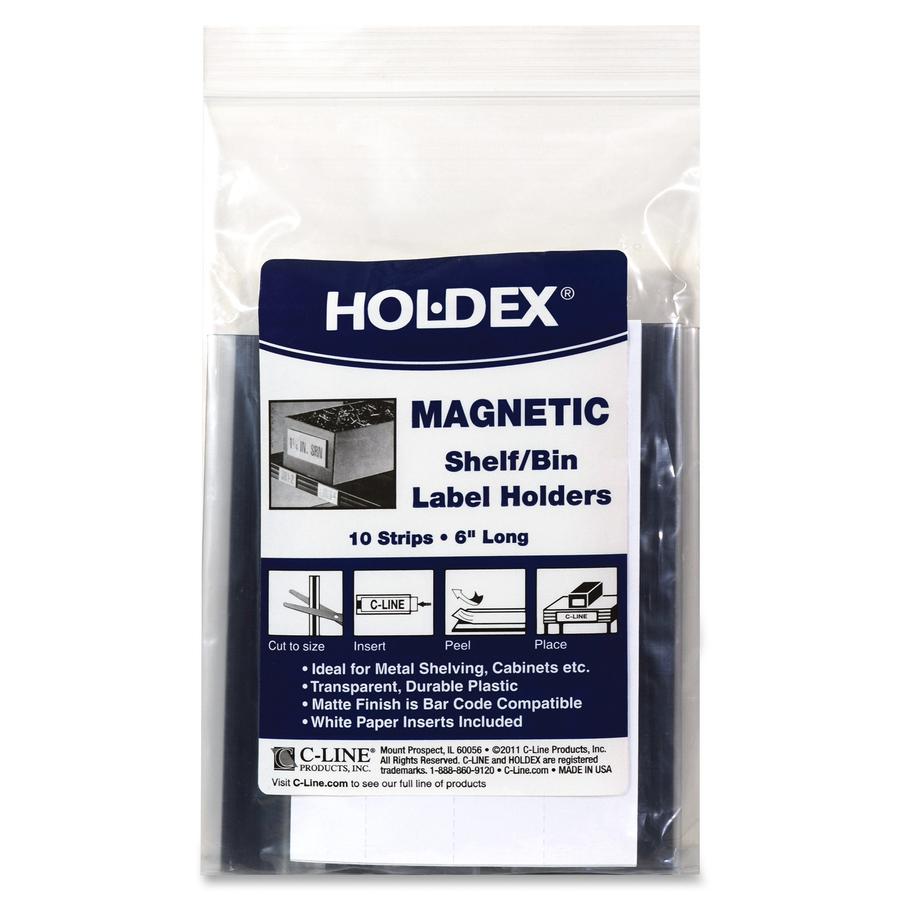 C-Line HOL-DEX Magnetic Shelf/Bin Label Holders - 1-Inch x 6-Inch, 10/BX, 87227. Picture 5