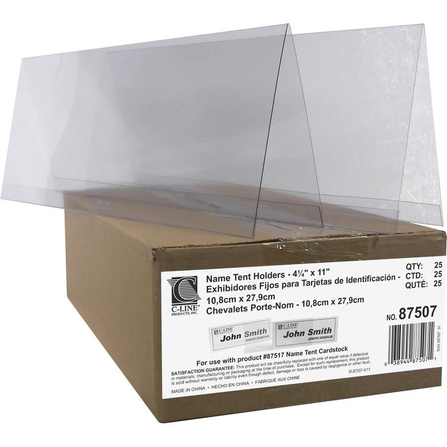 C-Line Heavyweight Rigid Plastic Name Tent Holder - Large Size, 4-1/4 x 11, 25/BX, 87507. Picture 2