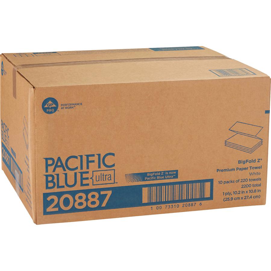 Pacific Blue Ultra Big Fold Z Premium Paper Towels - 1 Ply - 10.40" x 10.80" - White - 220 Per Pack - 10 / Carton. Picture 4