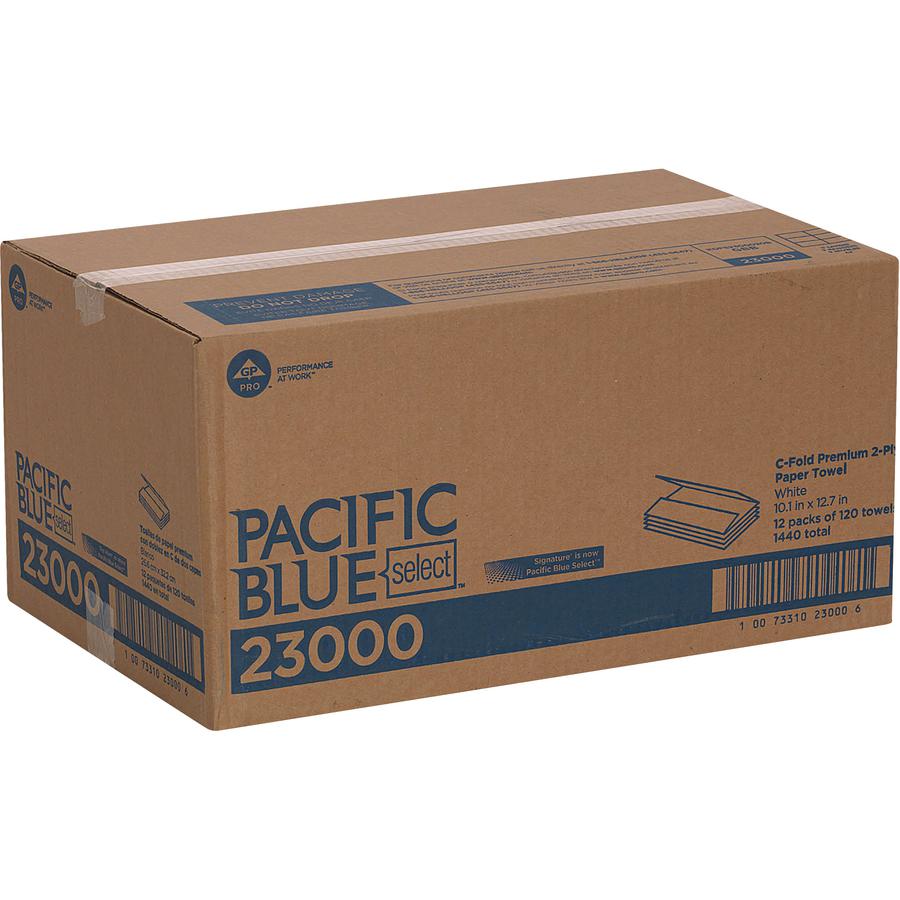 Pacific Blue Select Premium C-Fold Paper Towels - 2 Ply - 10.25" x 13.25" - White - 120 Per Carton - 12 / Carton. Picture 2