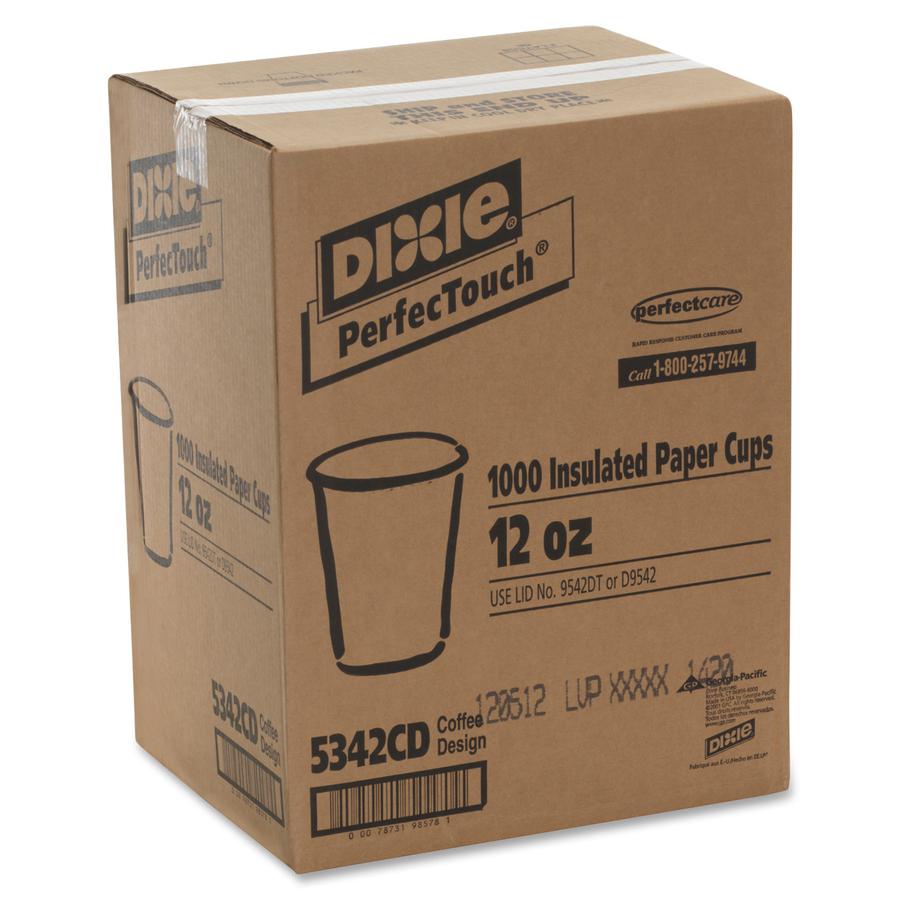 Dixie PerfecTouch 12 oz Insulated Paper Hot Coffee Cups by GP Pro - 50 / Pack - Coffee Haze - Paper - Hot Drink. Picture 6