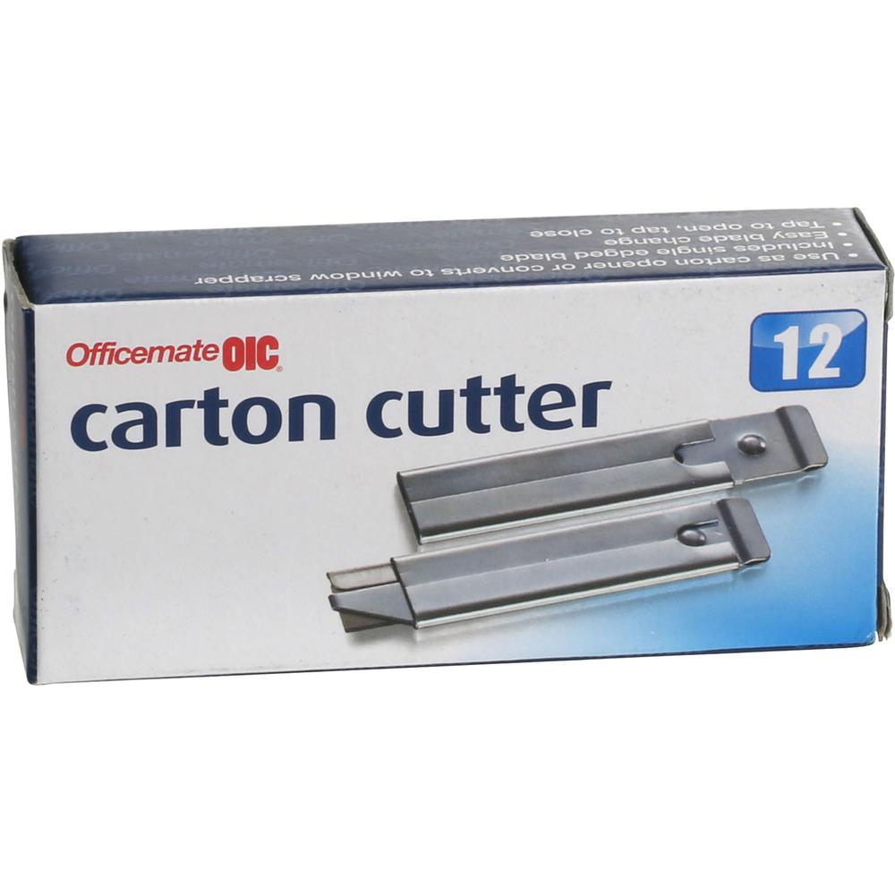 Officemate Single-Sided Razor Blade Carton Cutter - Steel - 4" Length - 12 / Box. Picture 3