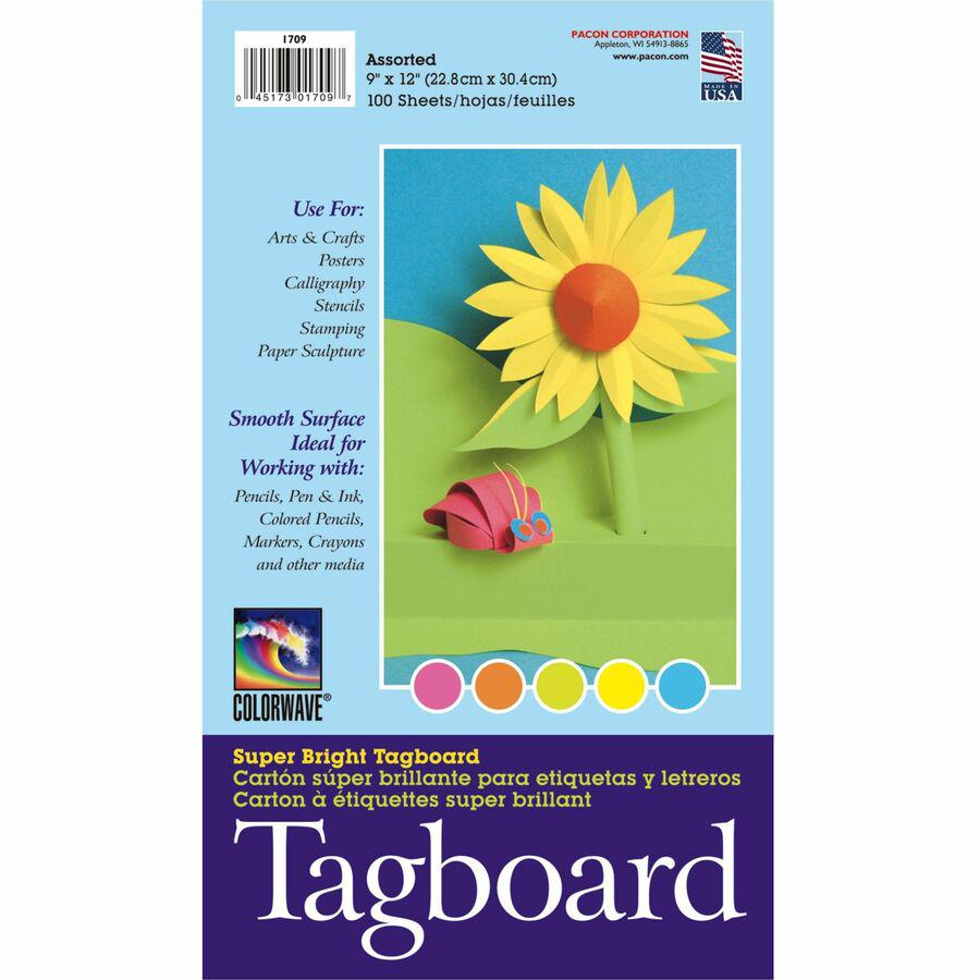 Pacon Super Bright Tagboard - Art - 9"Width x 12"Length - 1 / Pack - Assorted. Picture 3
