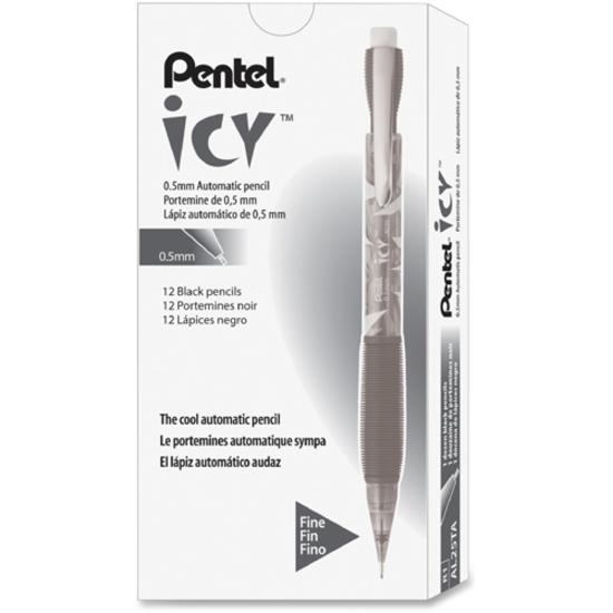 Pentel Icy Mechanical Pencil - #2 Lead - 0.5 mm Lead Diameter - Refillable - Black Barrel - 1 Dozen. Picture 2