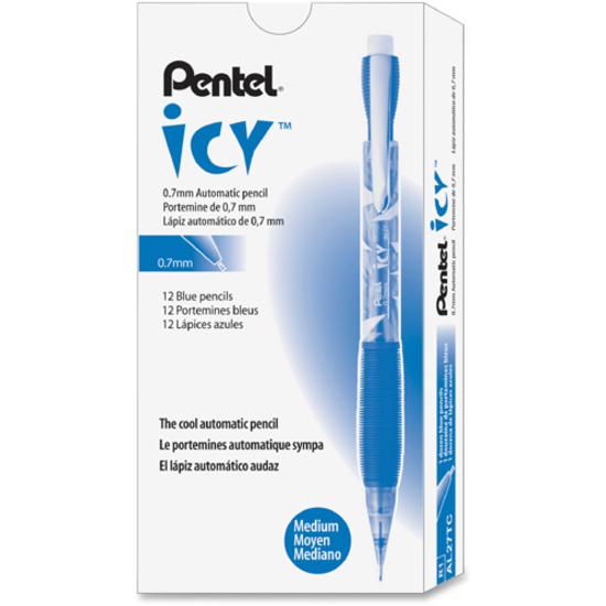 Pentel Icy Mechanical Pencil - #2 Lead - 0.7 mm Lead Diameter - Refillable - Blue Barrel - 1 Dozen. Picture 2