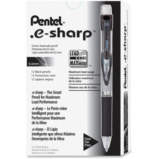 Pentel E-Sharp Mechanical Pencils - #2 Lead - 0.5 mm Lead Diameter - Refillable - Black Barrel - 1 Dozen. Picture 5