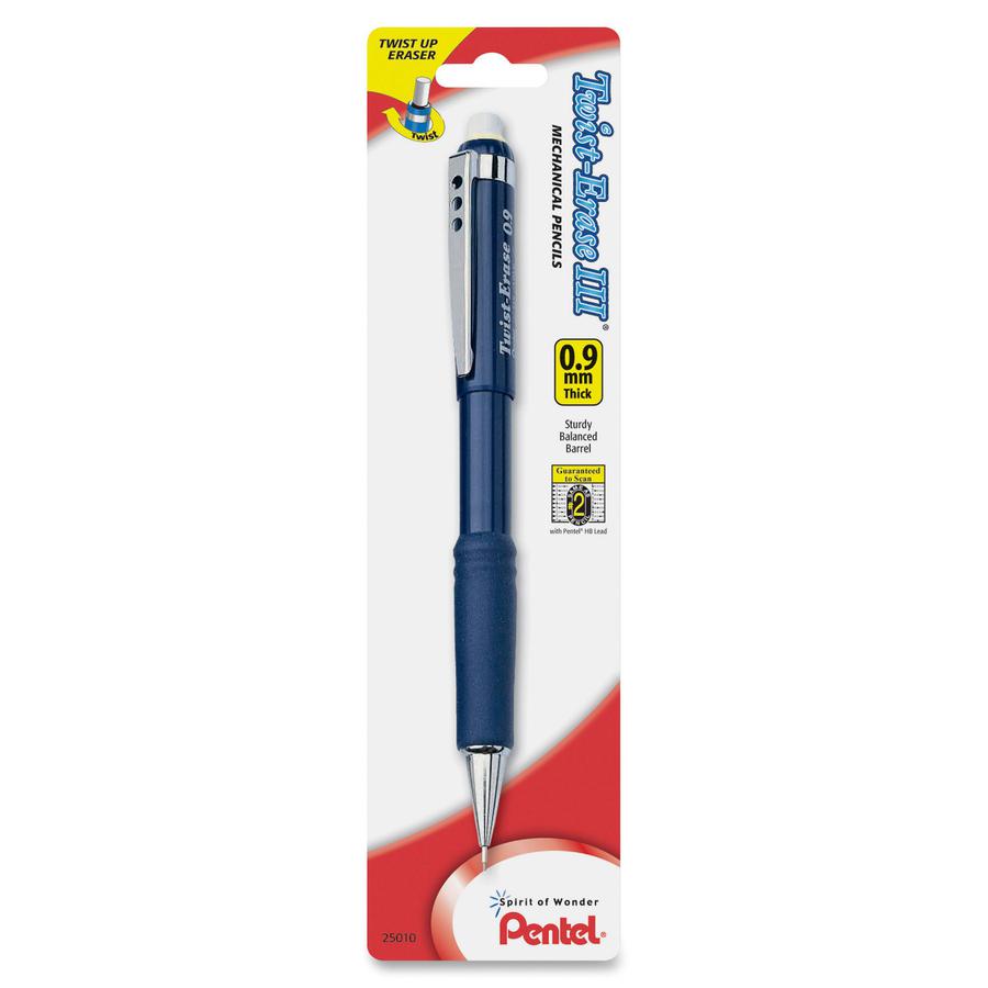 Pentel Twist-Erase III Mechanical Pencils - #2 Lead - 0.9 mm Lead Diameter - Refillable - Blue Barrel - 1 Each. Picture 3