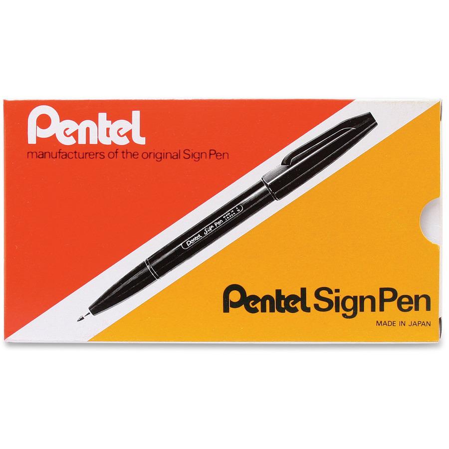 Pentel Fiber-tipped Sign Pens - Bold Pen Point - Blue Water Based Ink - Fiber Tip - 1 Dozen. Picture 4