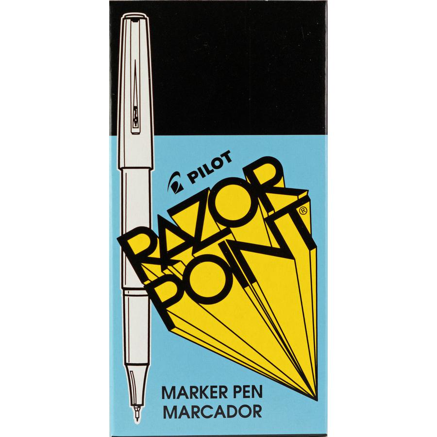 Pilot Razor Point Marker Pens - Extra Fine Pen Point - 0.3 mm Pen Point Size - Black - Black Plastic Barrel - Metal Tip - 1 Dozen. Picture 3