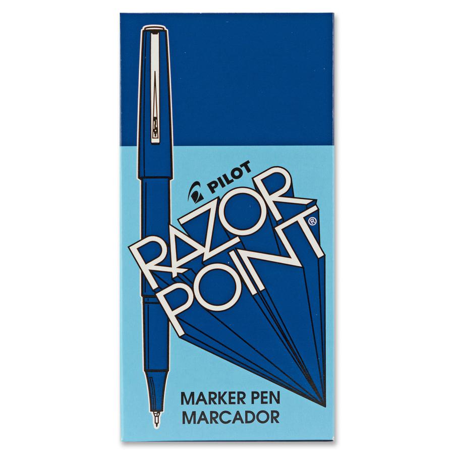 Pilot Razor Point Marker Pens - Extra Fine Pen Point - 0.3 mm Pen Point Size - Blue - Blue Plastic Barrel - Metal Tip - 1 Dozen. Picture 2