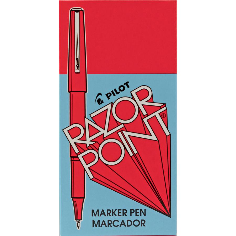 Pilot Razor Point Marker Pens - Extra Fine Pen Point - 0.3 mm Pen Point Size - Red - Red Plastic Barrel - Metal Tip - 1 Dozen. Picture 3
