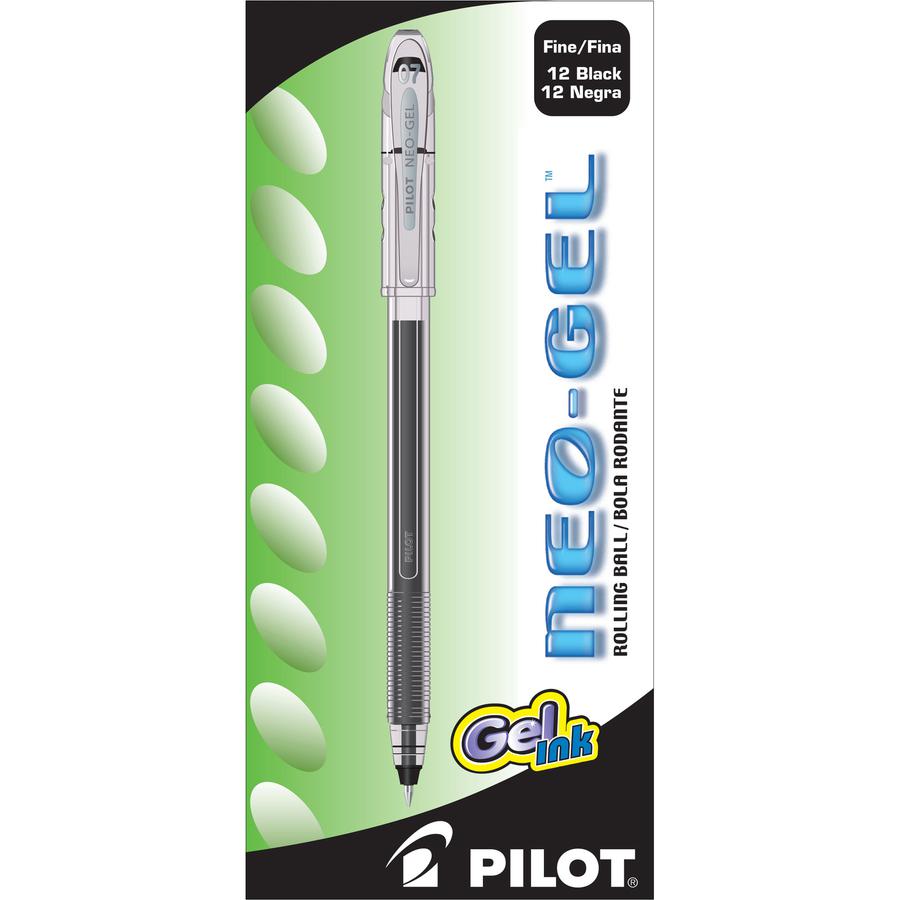 Pilot Neo-Gel Rollerball Pens - Fine Pen Point - 0.7 mm Pen Point Size - Black Gel-based Ink - Translucent Barrel - 1 Dozen. Picture 3