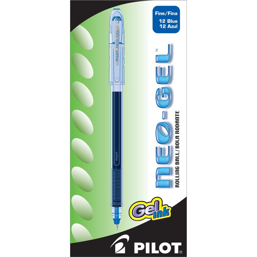 Pilot Neo-Gel Rollerball Pens - Fine Pen Point - 0.7 mm Pen Point Size - Blue Gel-based Ink - Translucent Barrel - 1 Dozen. Picture 2