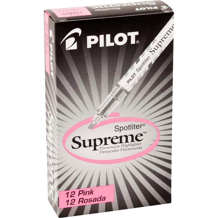 Pilot Spotliter Supreme Highlighters - Chisel Marker Point Style - Fluorescent Pink - White Barrel - 1 Dozen. Picture 2