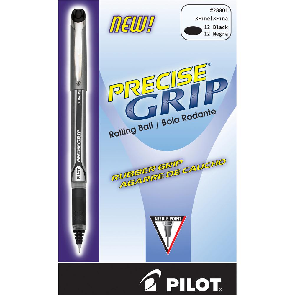 Pilot Precise Grip Extra-Fine Capped Rolling Ball Pens - Extra Fine Pen Point - 0.5 mm Pen Point Size - Black - Black Barrel - 1 Dozen. Picture 3
