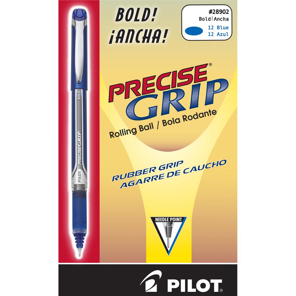 Pilot Precise Grip Bold Capped Rolling Ball Pens - Bold Pen Point - 1 mm Pen Point Size - Blue - Blue Barrel - 1 Dozen. Picture 3