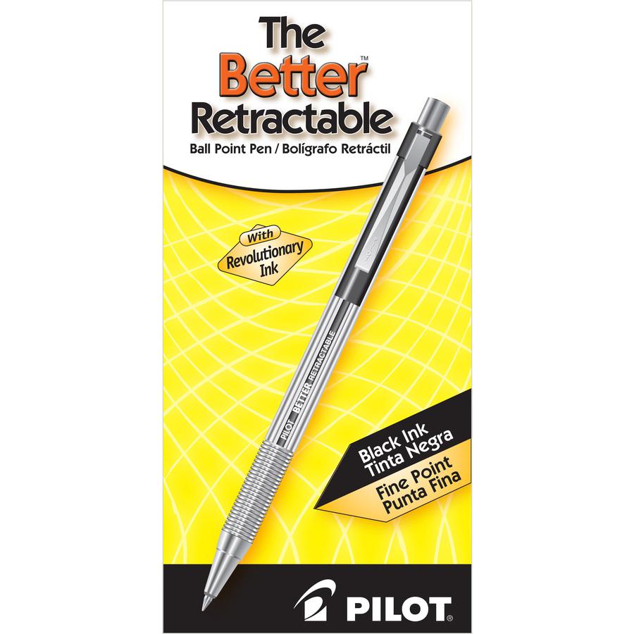 Pilot Better Retractable Ballpoint Pens - Fine Pen Point - 0.7 mm Pen Point Size - Refillable - Retractable - Black - Translucent Barrel - 1 Dozen. Picture 4