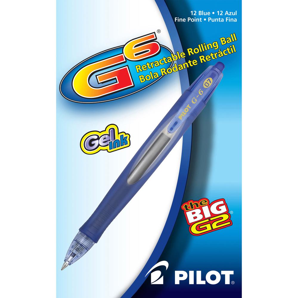 Pilot G6 Retractable Gel Pens - Fine Pen Point - 0.7 mm Pen Point Size - Refillable - Retractable - Blue Gel-based Ink - Blue Rubber Barrel - 1 Dozen. Picture 3
