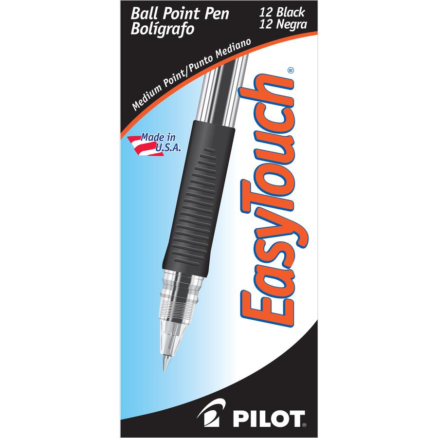 Pilot EasyTouch Ballpoint Pens - Medium Pen Point - 1 mm Pen Point Size - Refillable - Black Oil Based Ink - Clear Barrel - 1 Dozen. Picture 3