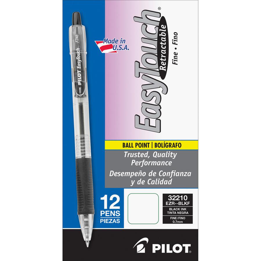 Pilot EasyTouch Retractable Ballpoint Pens - Fine Pen Point - 0.7 mm Pen Point Size - Refillable - Retractable - Black - Clear Barrel - 1 Dozen. Picture 4