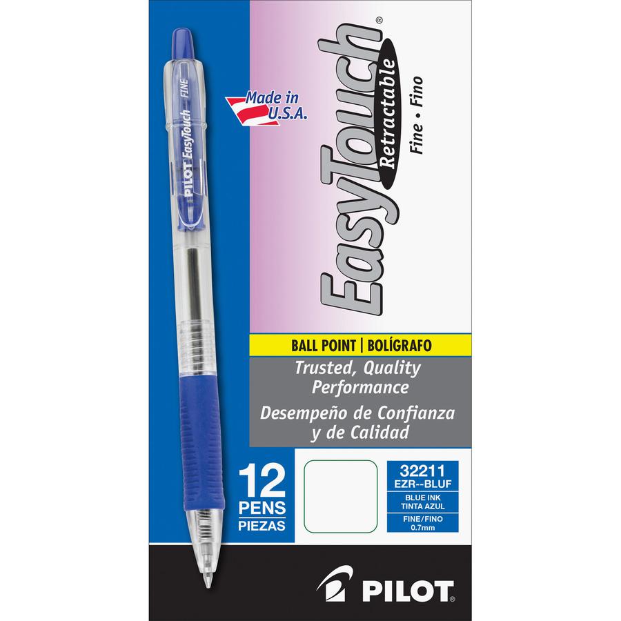 Pilot EasyTouch Retractable Ballpoint Pens - Fine Pen Point - 0.7 mm Pen Point Size - Refillable - Retractable - Blue - Clear Barrel - 1 Dozen. Picture 3