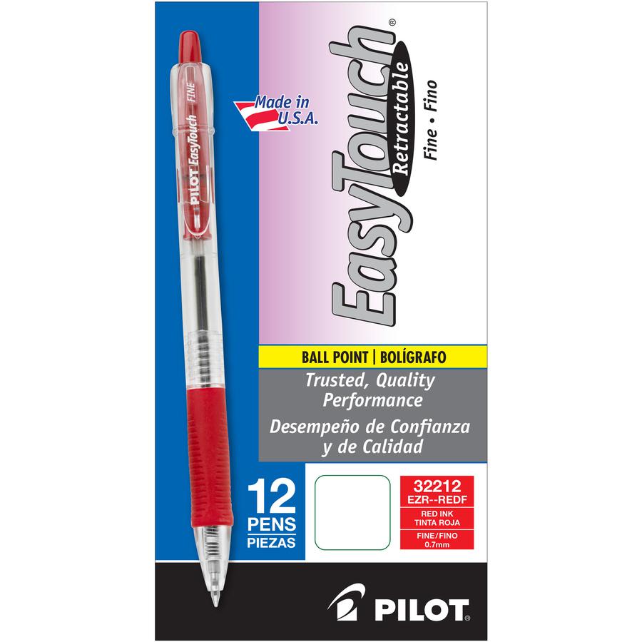 Pilot EasyTouch Retractable Ballpoint Pens - Fine Pen Point - 0.7 mm Pen Point Size - Refillable - Retractable - Red - Clear Barrel - 1 Dozen. Picture 3
