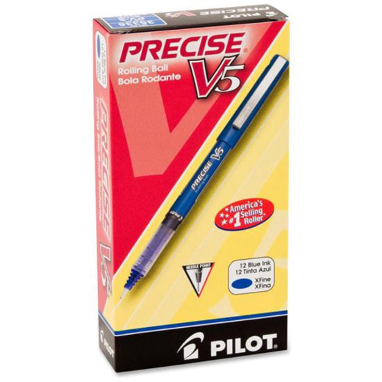 Pilot Precise V5 Extra-Fine Premium Capped Rolling Ball Pens - Extra Fine Pen Point - 0.5 mm Pen Point Size - Blue - Blue Plastic Barrel - 1 Dozen. Picture 2