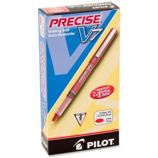 Pilot Precise V7 Fine Premium Capped Rolling Ball Pens - Fine Pen Point - 0.7 mm Pen Point Size - Red - Red Plastic Barrel - 1 Dozen. Picture 3