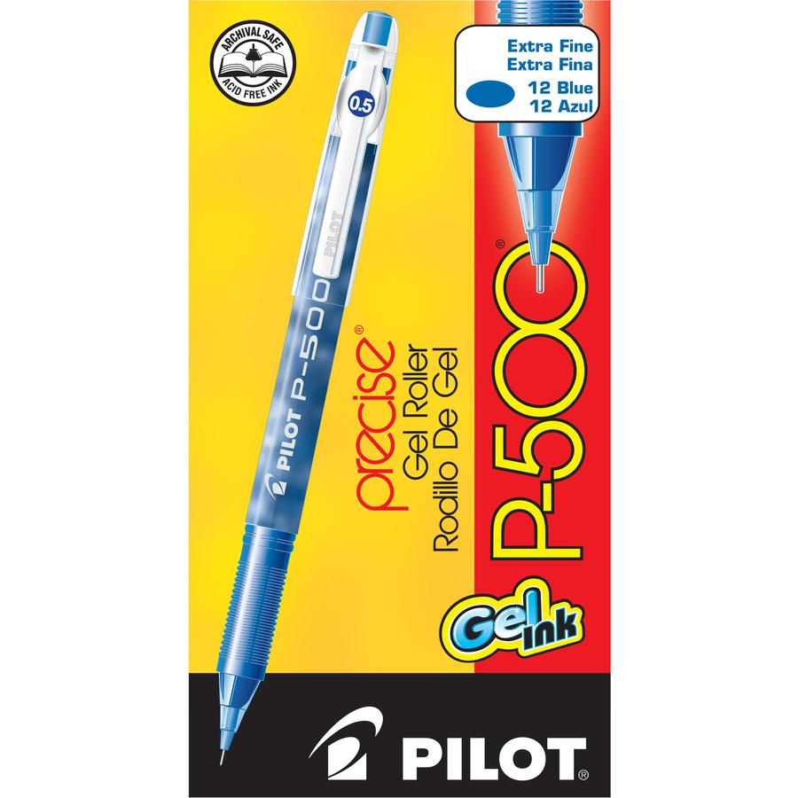 Pilot Precise P-500 Precision Point Extra-Fine Capped Gel Rolling Ball Pens - Extra Fine Pen Point - 0.5 mm Pen Point Size - Needle Pen Point Style - Blue Gel-based Ink - Blue Barrel - 1 Dozen. Picture 2