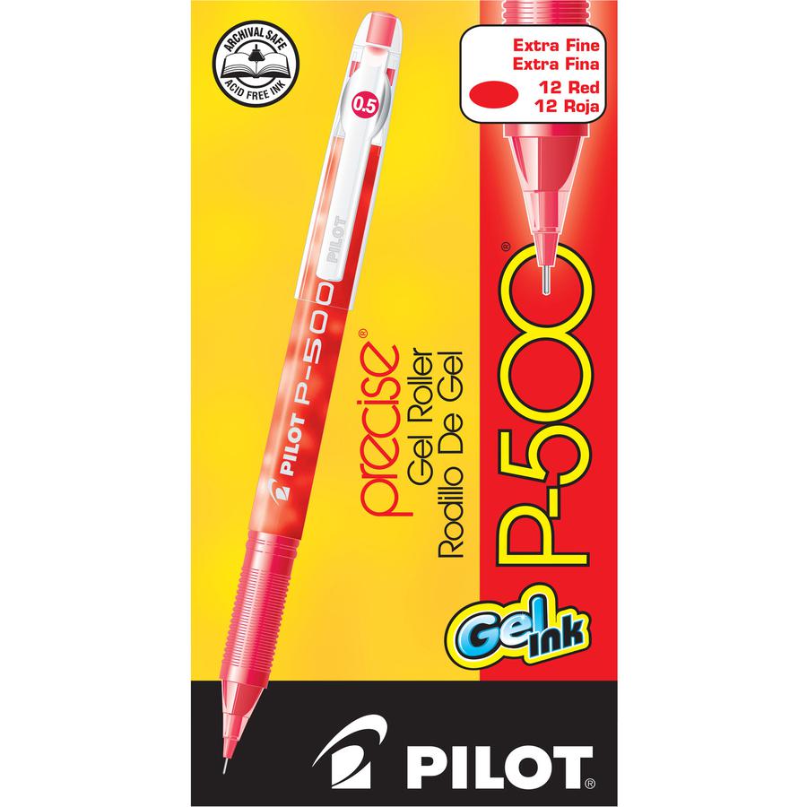 Pilot Precise P-500 Precision Point Extra-Fine Capped Gel Rolling Ball Pens - Extra Fine Pen Point - 0.5 mm Pen Point Size - Needle Pen Point Style - Red Gel-based Ink - Red Barrel - 1 Dozen. Picture 3