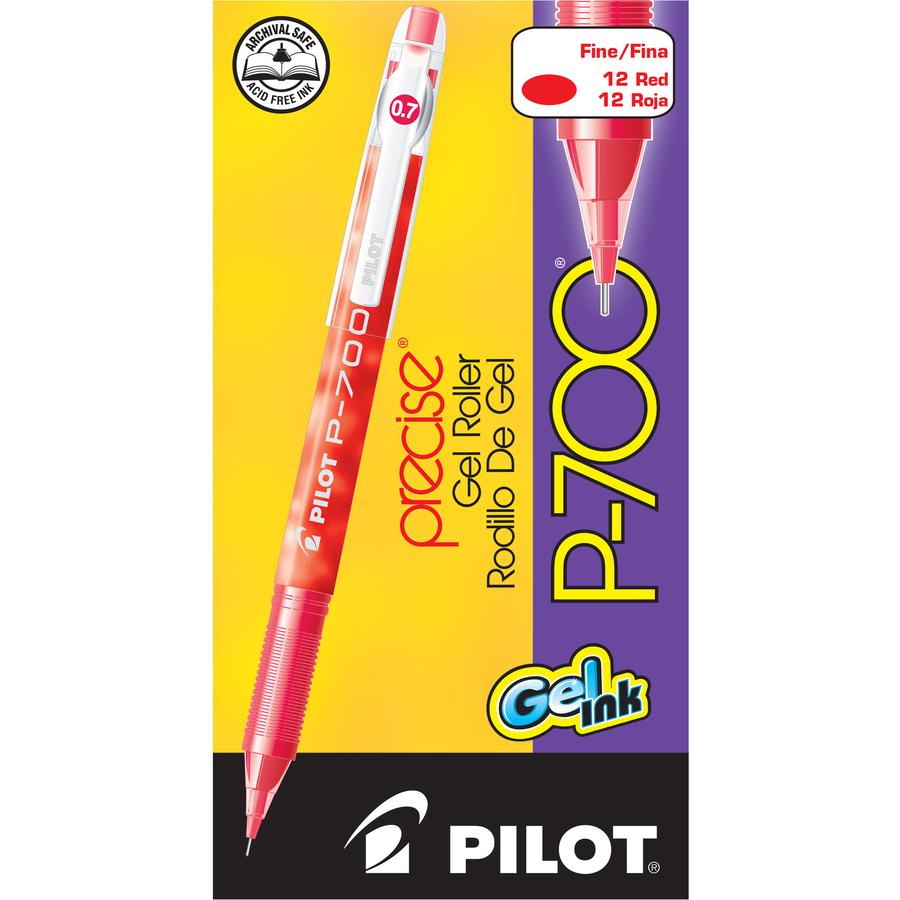 Pilot Precise P-700 Precision Point Fine Capped Gel Rolling Ball Pens - Fine Pen Point - 0.7 mm Pen Point Size - Red Gel-based Ink - Red Barrel - 1 Dozen. Picture 3
