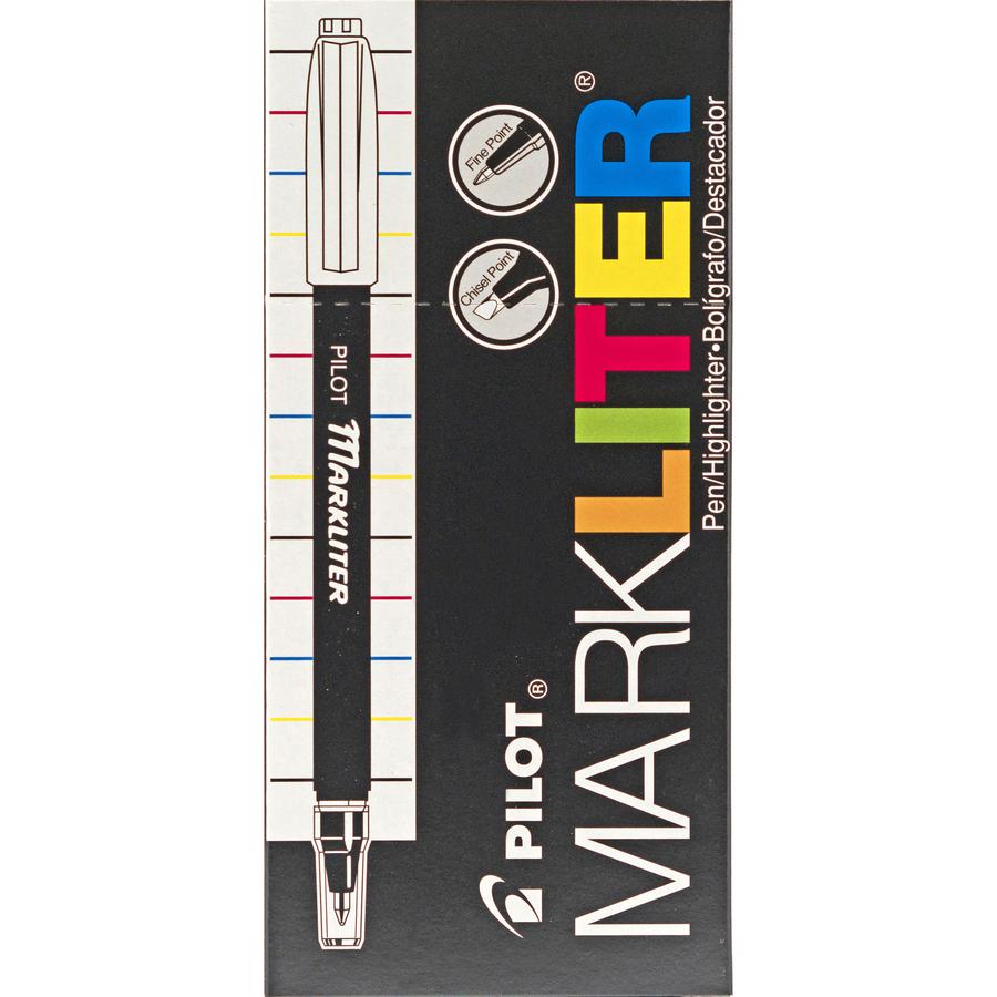Pilot MARKLITER Markliter Ball Pen And Highlighters - Chisel Pen Point Style - Yellow - Black Barrel - 1 Dozen. Picture 2