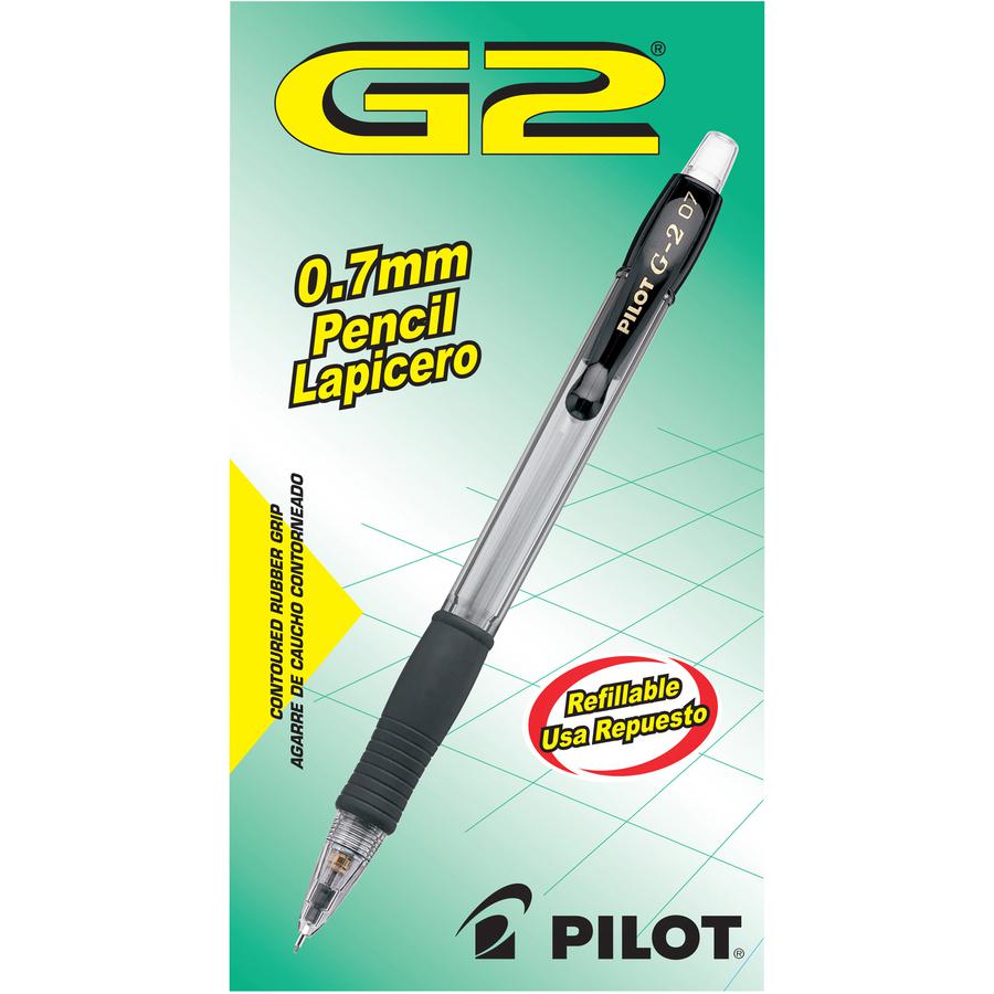 Pilot G2 Mechanical Pencils - 0.7 mm Lead Diameter - Refillable - Clear, Black Barrel - 1 Dozen. Picture 3