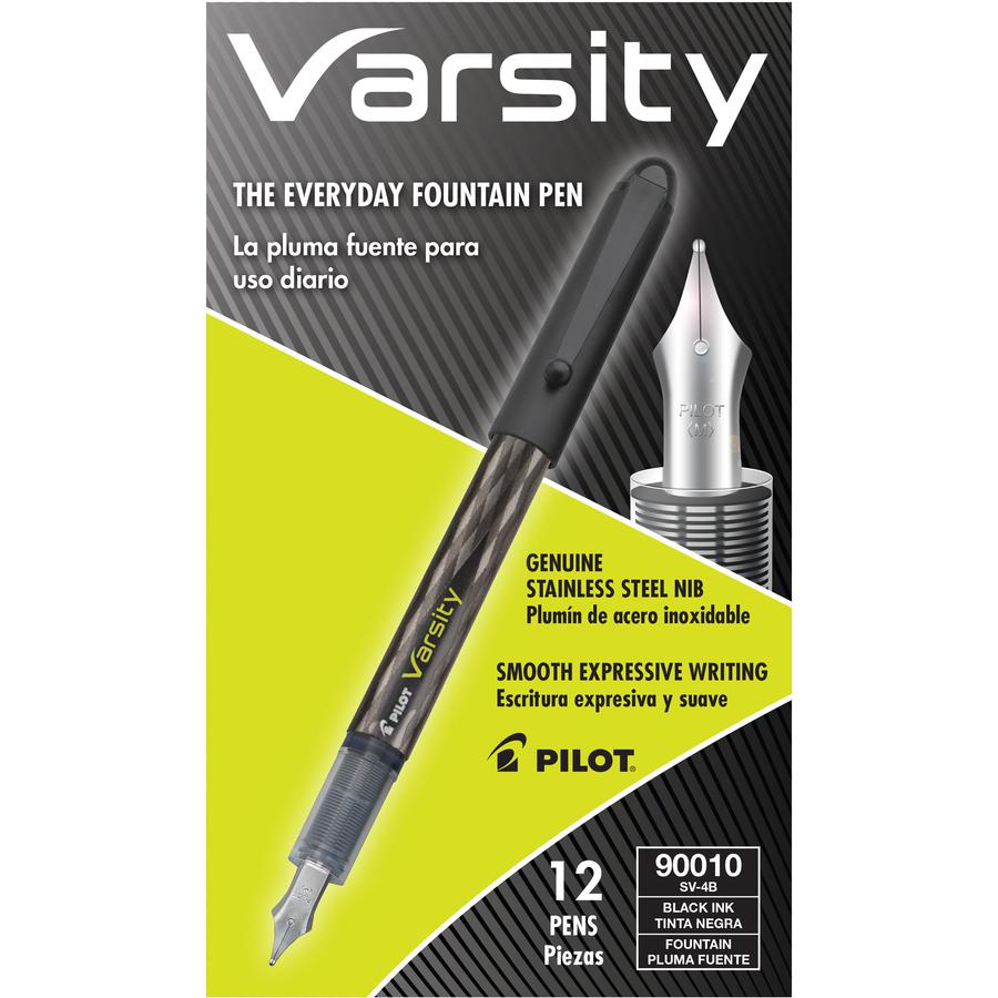 Pilot Varsity Disposable Fountain Pens - Medium Pen Point - Black - Silver, Black Barrel - 1 Each. Picture 5