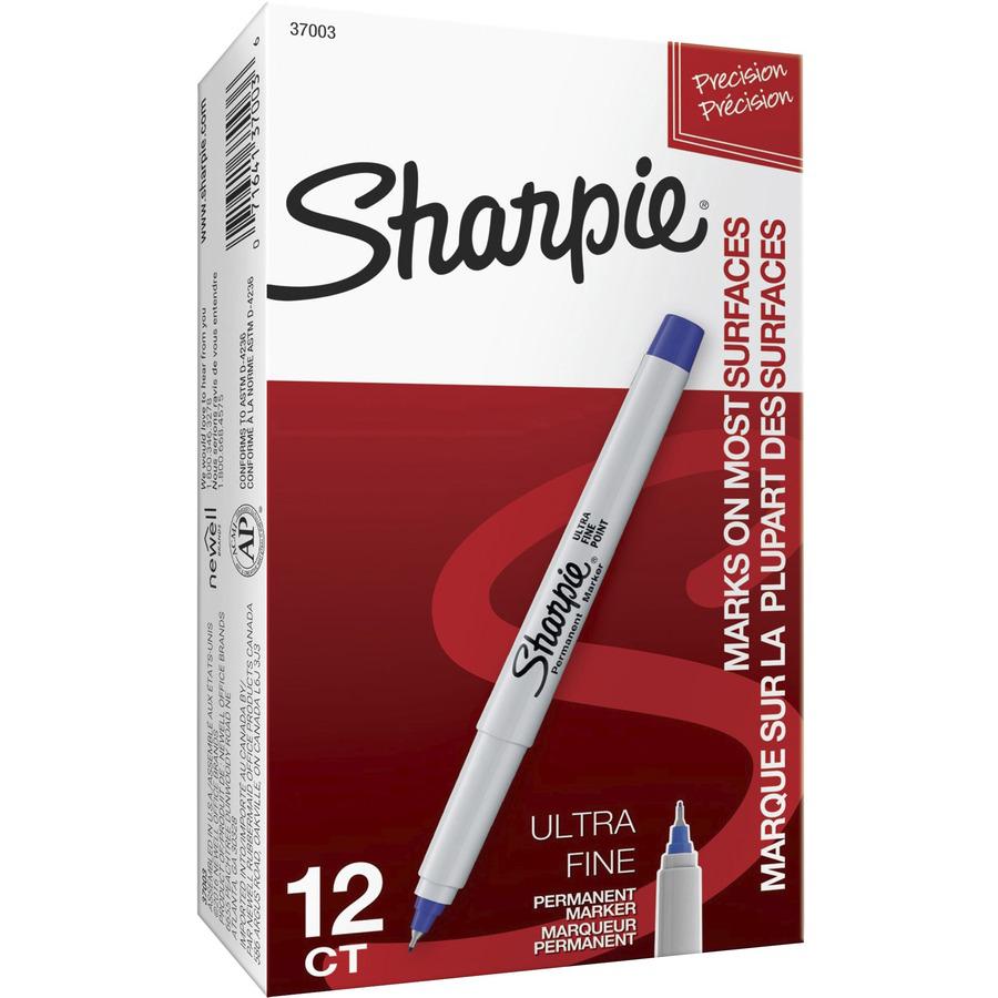 Sharpie Precision Permanent Markers - Ultra Fine, Fine Marker Point - Blue Alcohol Based Ink - 12 / Box. Picture 3