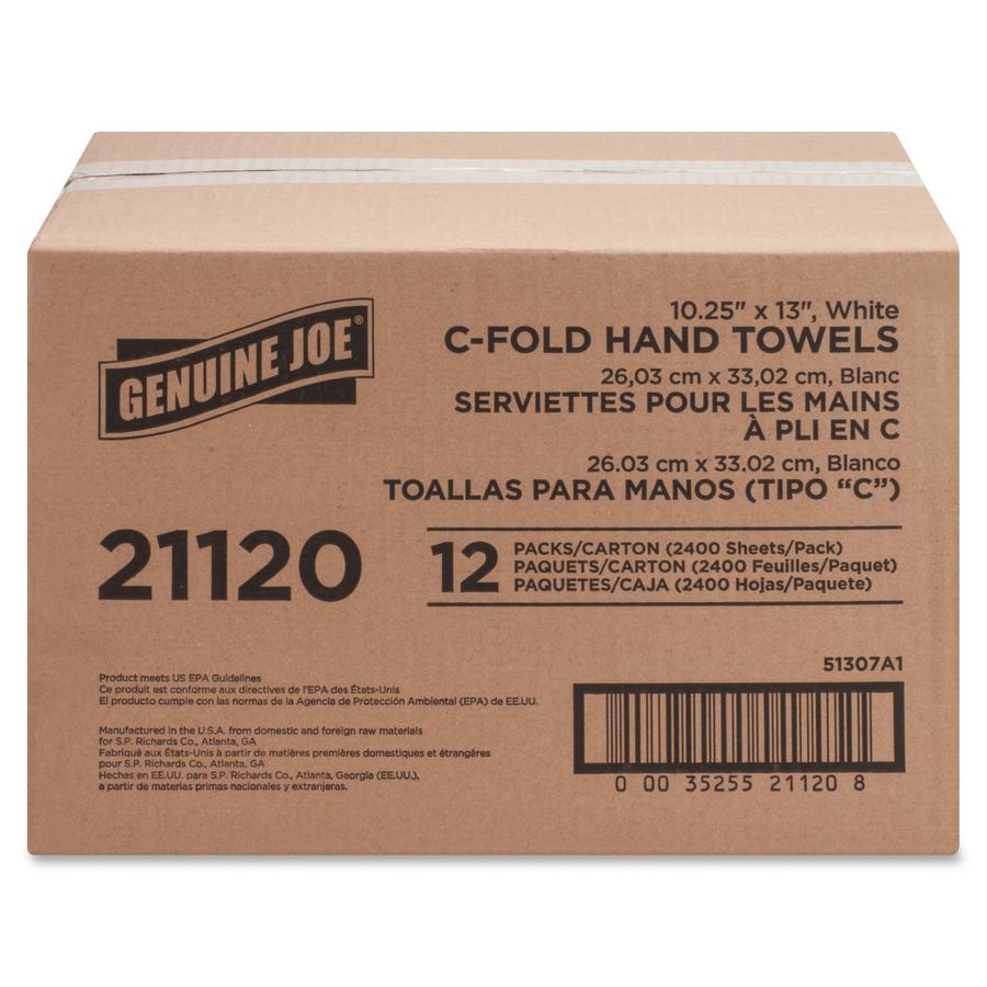 Genuine Joe C-Fold Paper Towels - 1 Ply - C-fold - 13" x 10" - White - 200 Per Pack - 12 / Carton. Picture 9