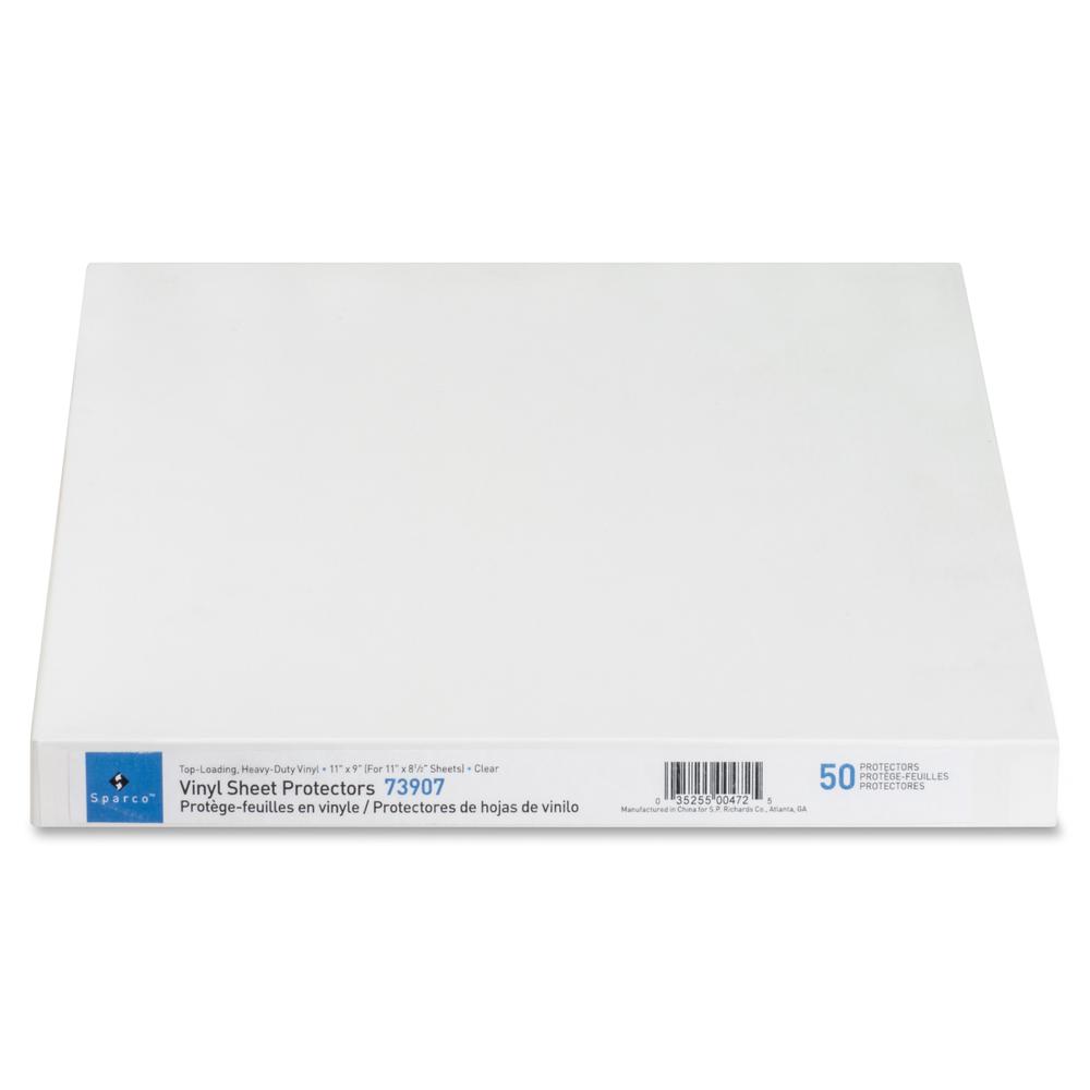 Sparco Top-Loading Vinyl Sheet Protectors - For Letter 8 1/2" x 11" Sheet - Clear - Vinyl - 50 / Box. Picture 3